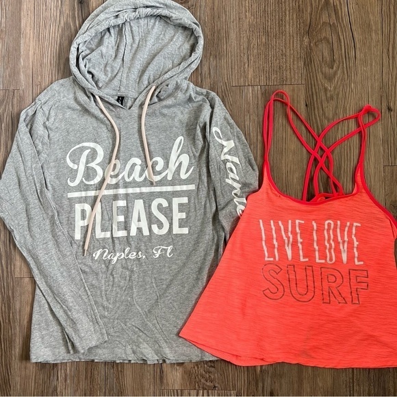 Beach Please Hoodie Tee & Surf Tank Top - Picture 1 of 5